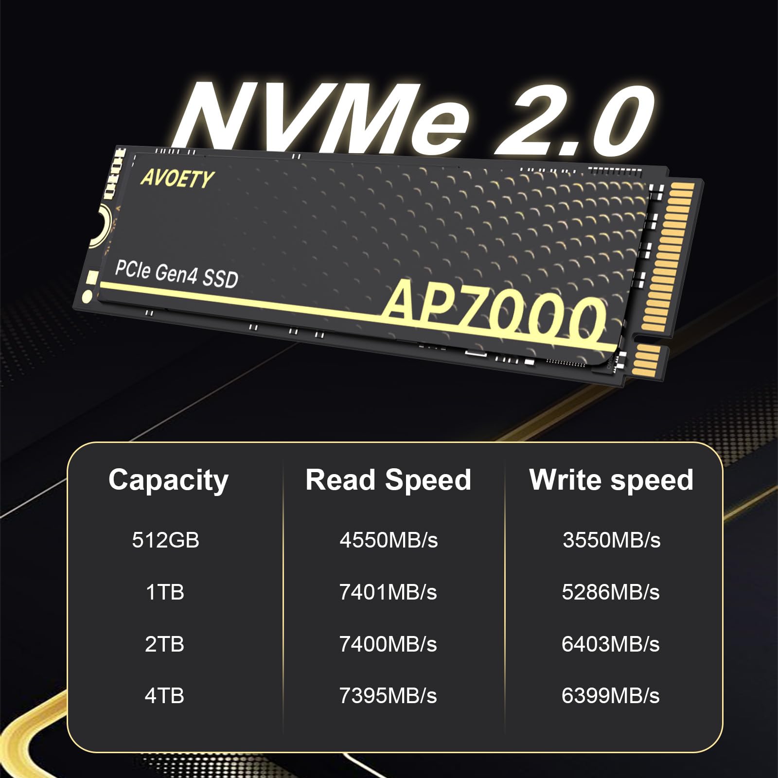AVOETY 512GB SSD - M.2 NVMe PCIe 4.0 SSD with Graphene Cooling
